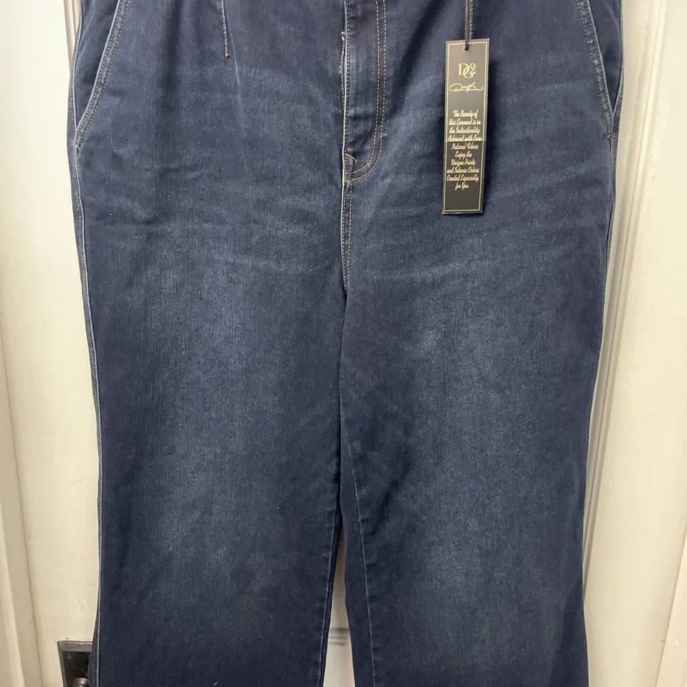 DG2 by Diane Gilman Woman's Wide Leg Jeans Dark Wash 18W NWT